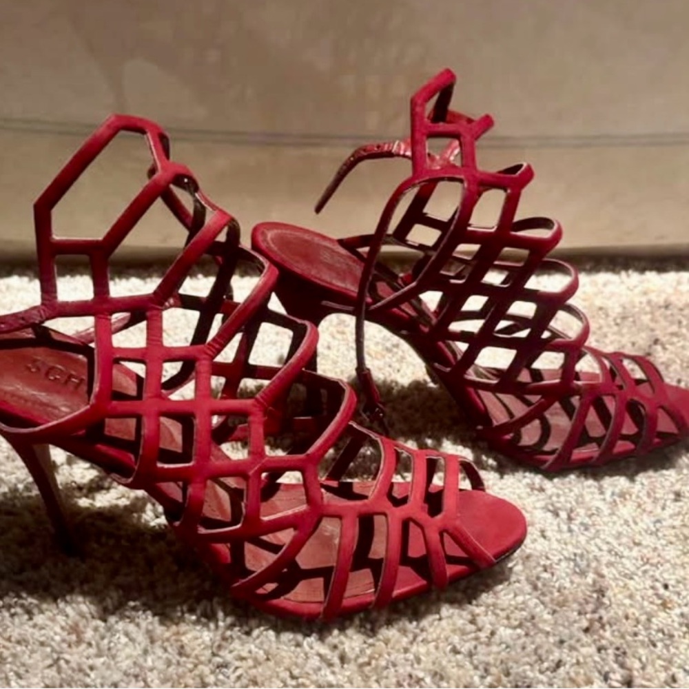 Red Strappy Heels for Women